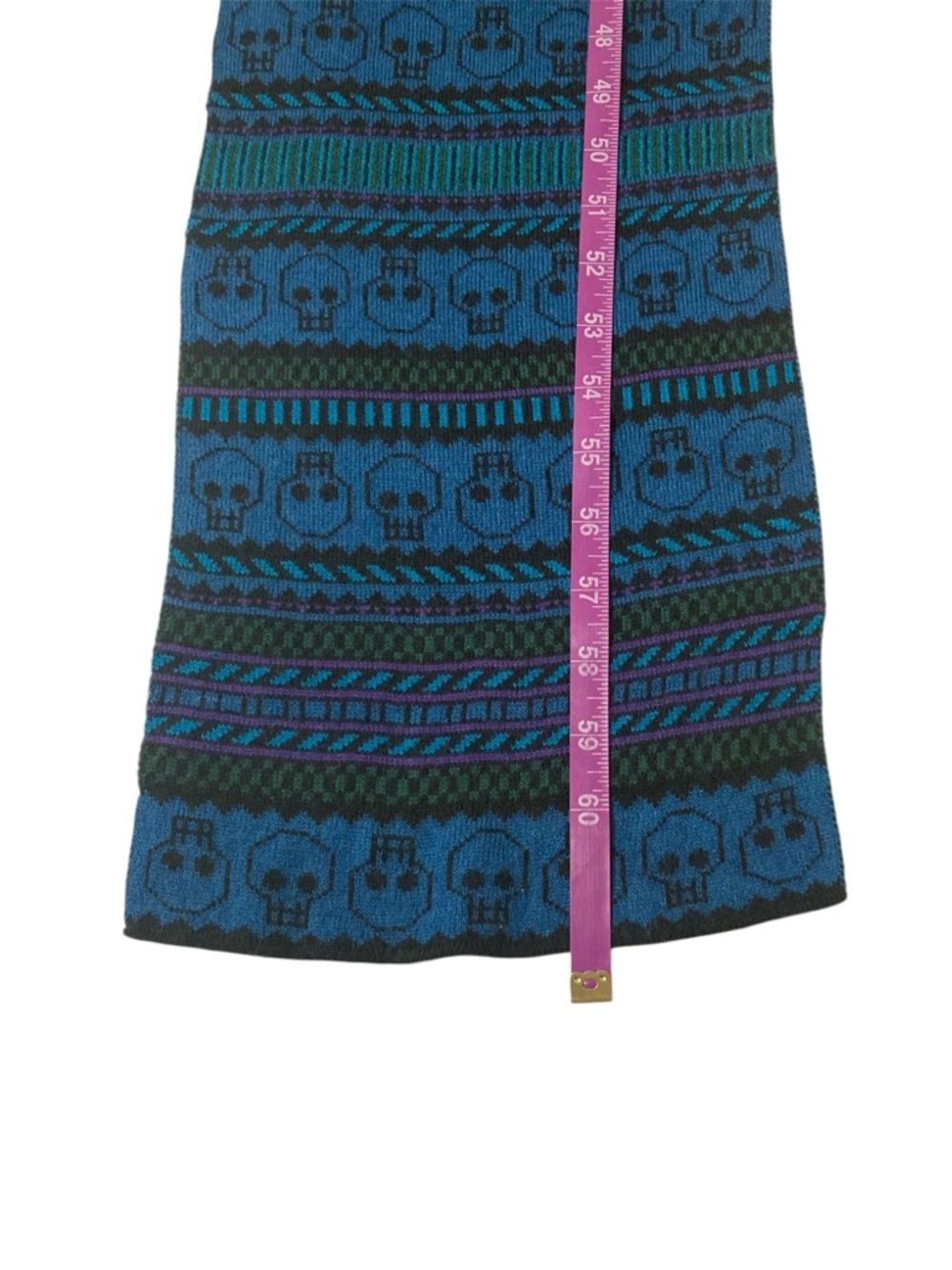 H&M Skull All Over Pattern Unisex Multi Colored Thin Acrylic Knit Fashion Scarf - Picture 5 of 13